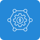 Gear surrounded by connected nodes