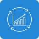 Rising chart with circular arrows