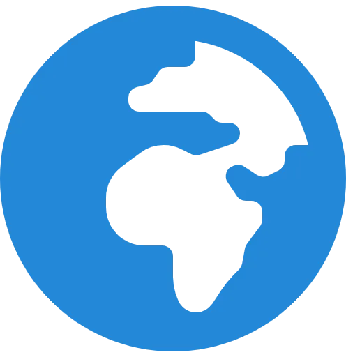 A filled blue globe showing Europe and Africa