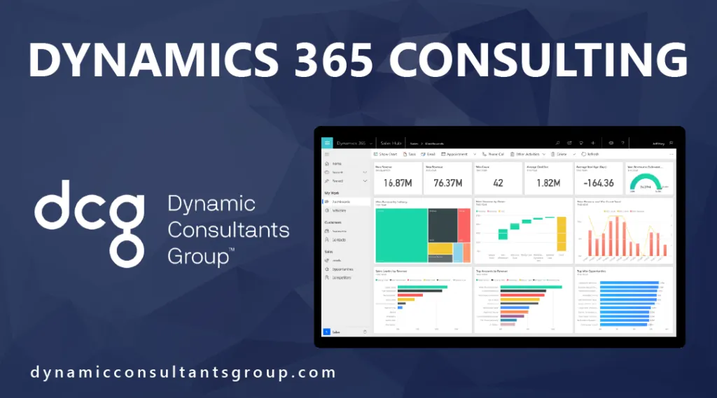 A Dynamics 365 diagram showing sales, service, finance and operations apps connected around a shared data core.