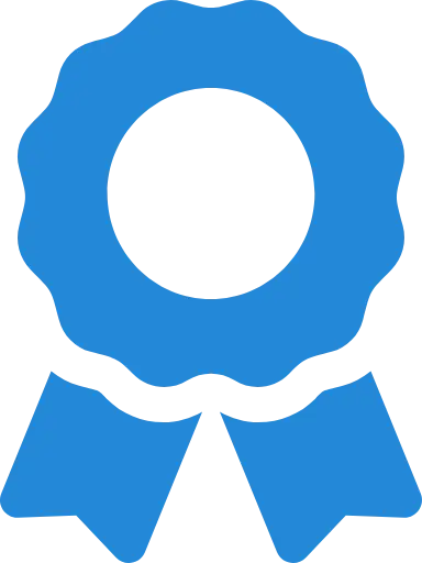 Icon of an award rosette with ribbons